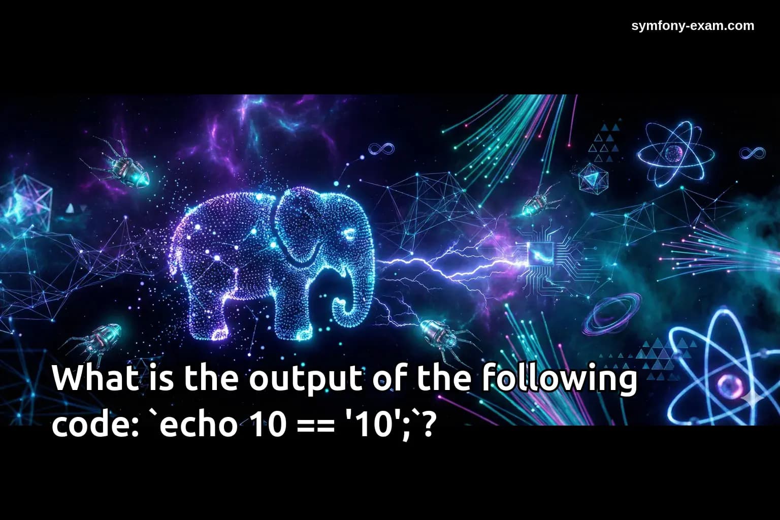 What is the output of the following code: `echo 10 == '10';`?