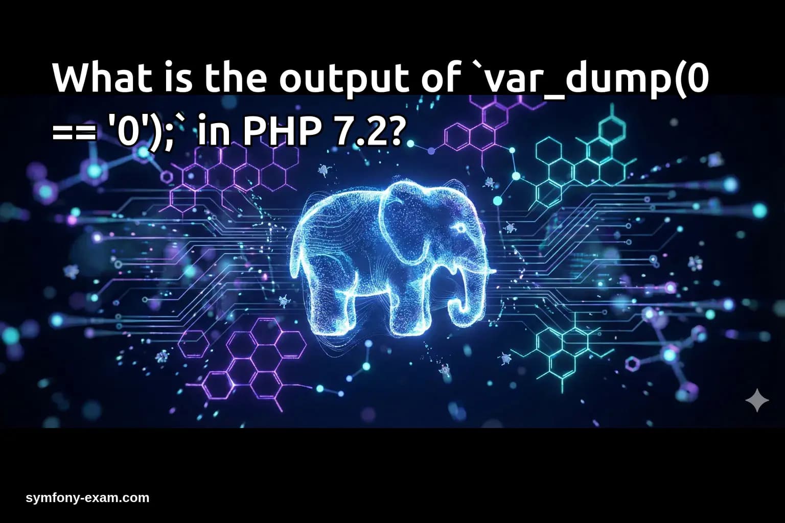 What is the output of `var_dump(0 == '0');` in PHP 7.2?