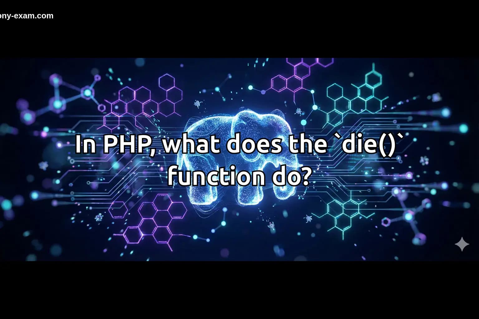 In PHP, what does the `die()` function do?