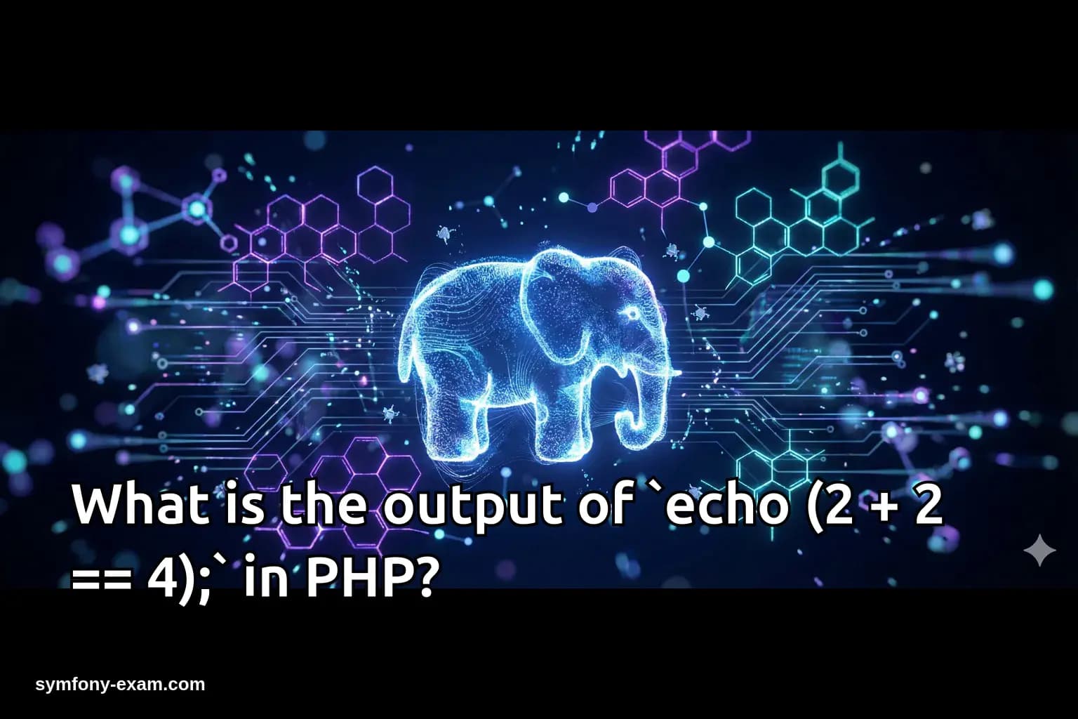 What is the output of `echo (2 + 2 == 4);` in PHP?