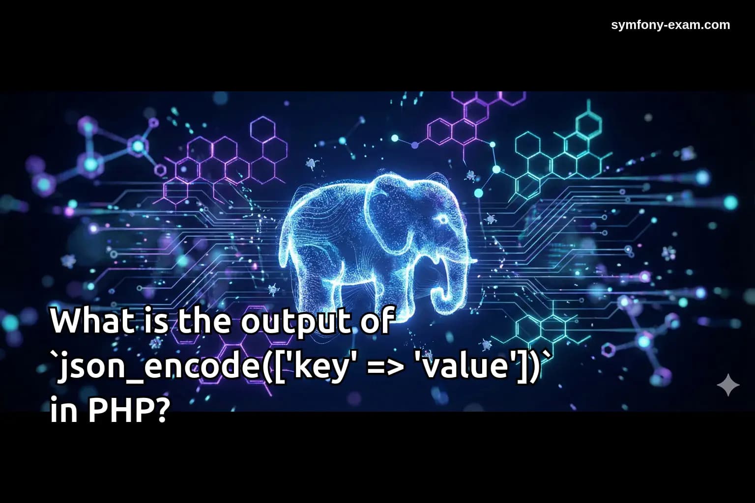 What is the output of `json_encode(['key' => 'value'])` in PHP?