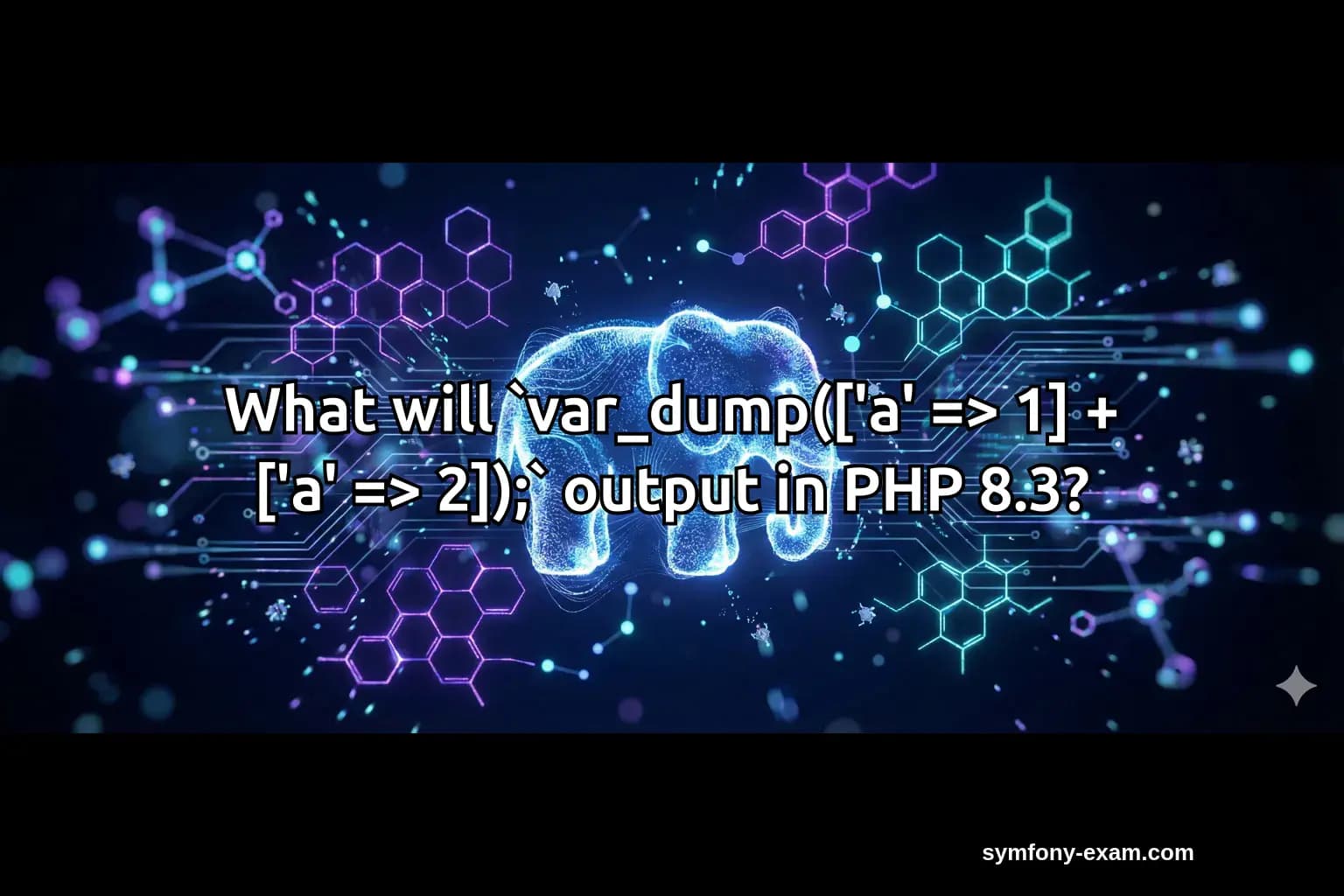 What will `var_dump(['a' => 1] + ['a' => 2]);` output in PHP 8.3?