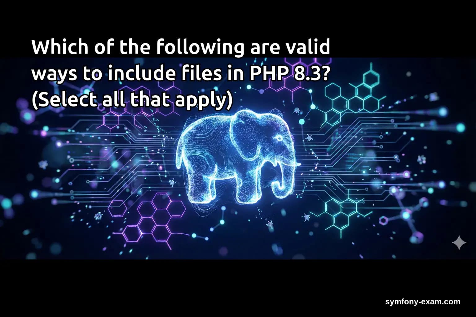 Which of the following are valid ways to include files in PHP 8.3? (Select all that apply)