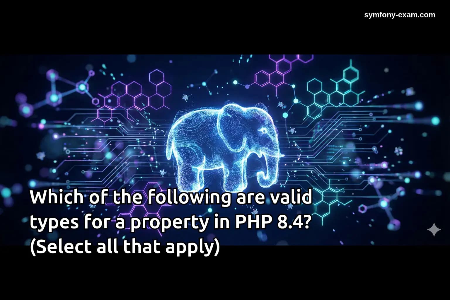 Which of the following are valid types for a property in PHP 8.4? (Select all that apply)
