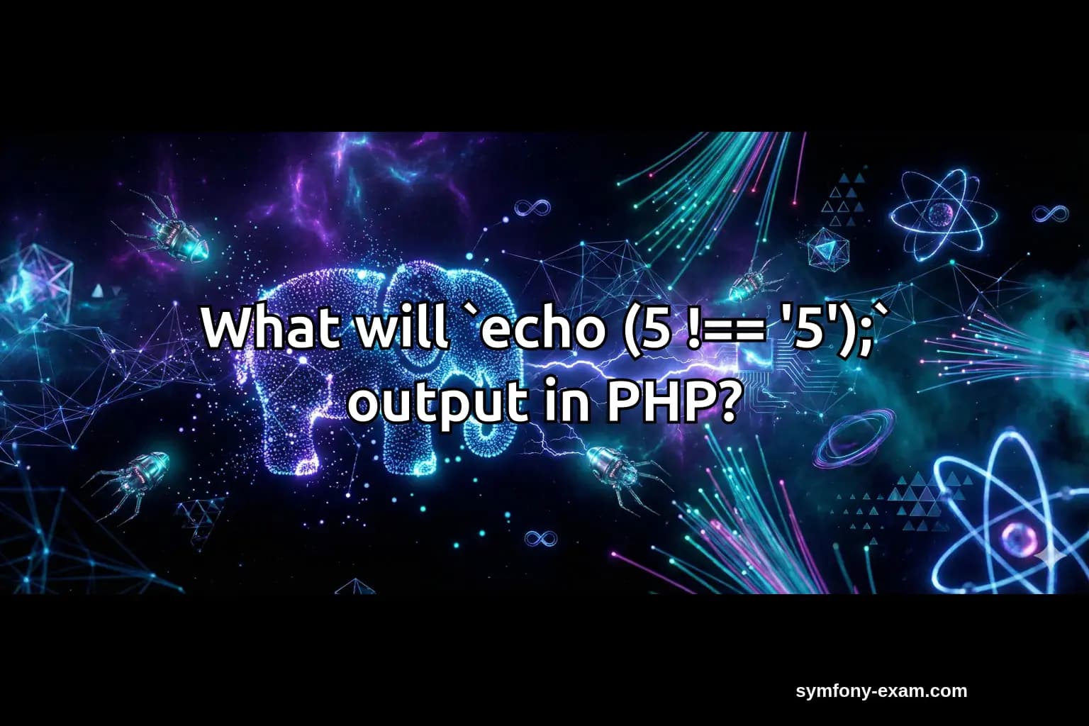 What will `echo (5 !== '5');` output in PHP?