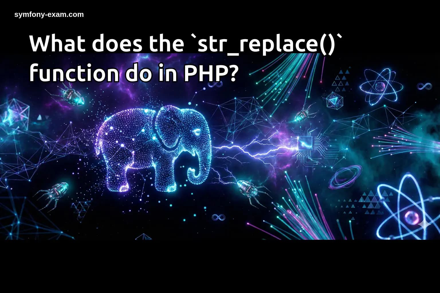 What does the `str_replace()` function do in PHP?